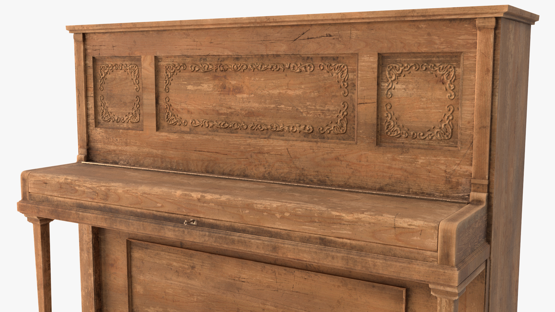 Retro Western Piano Old Light Wood 3D model