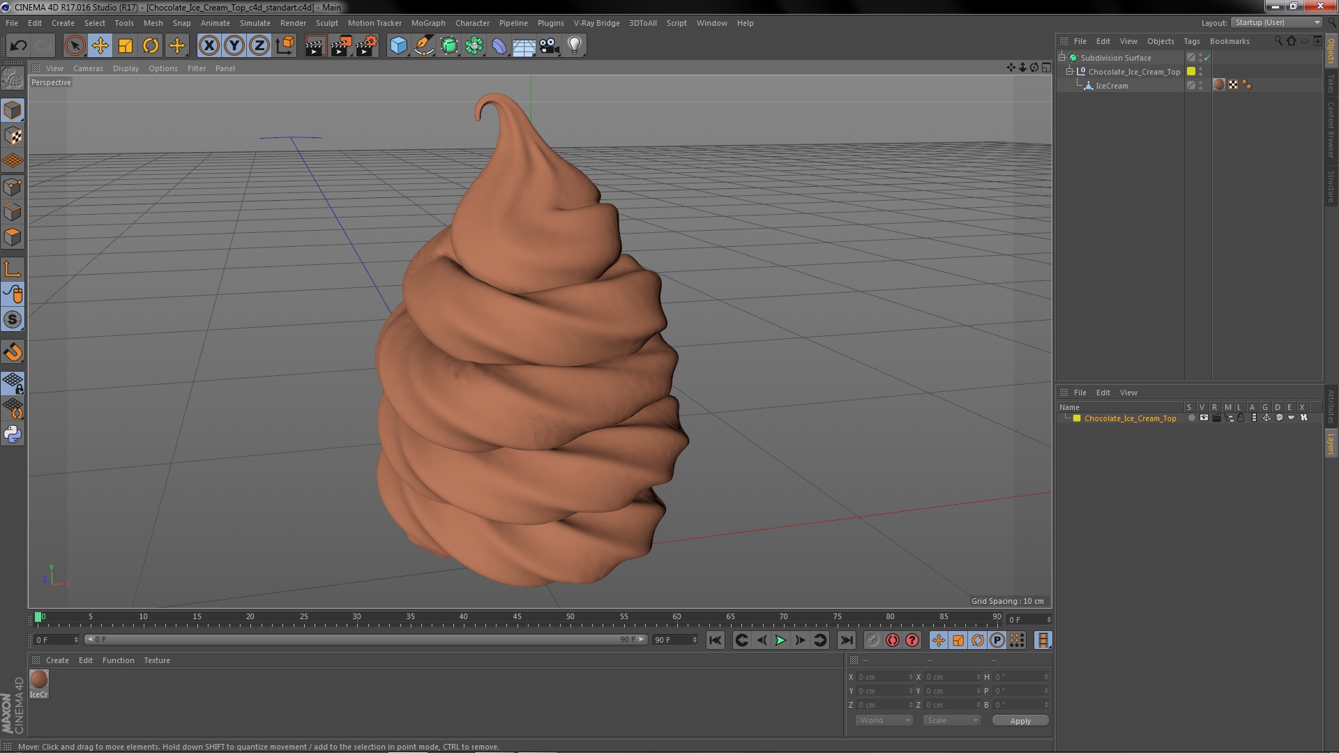 3D Chocolate Ice Cream Top model