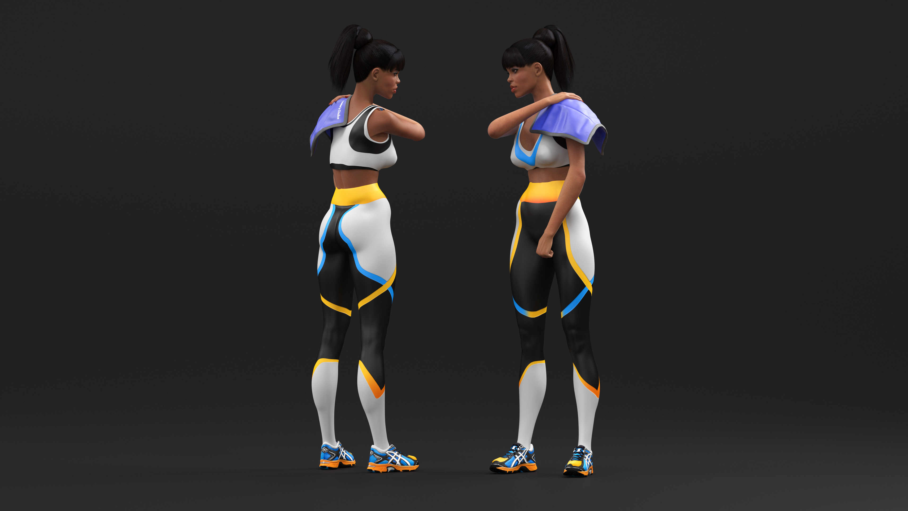 Medical Ice Pack on Girls Shoulder 3D model