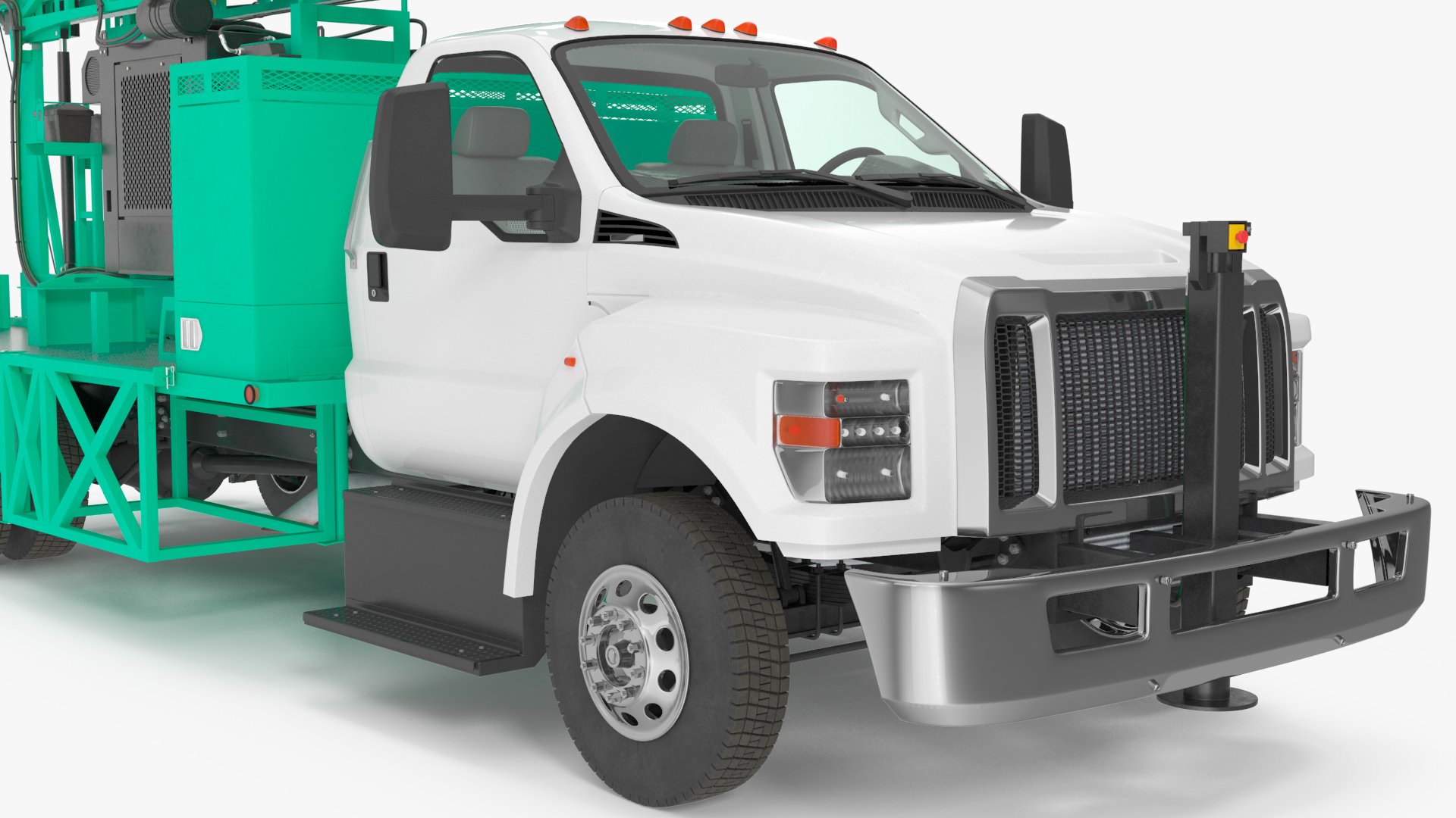 3D Truck-based Mobile Drill Rig Green Rigged