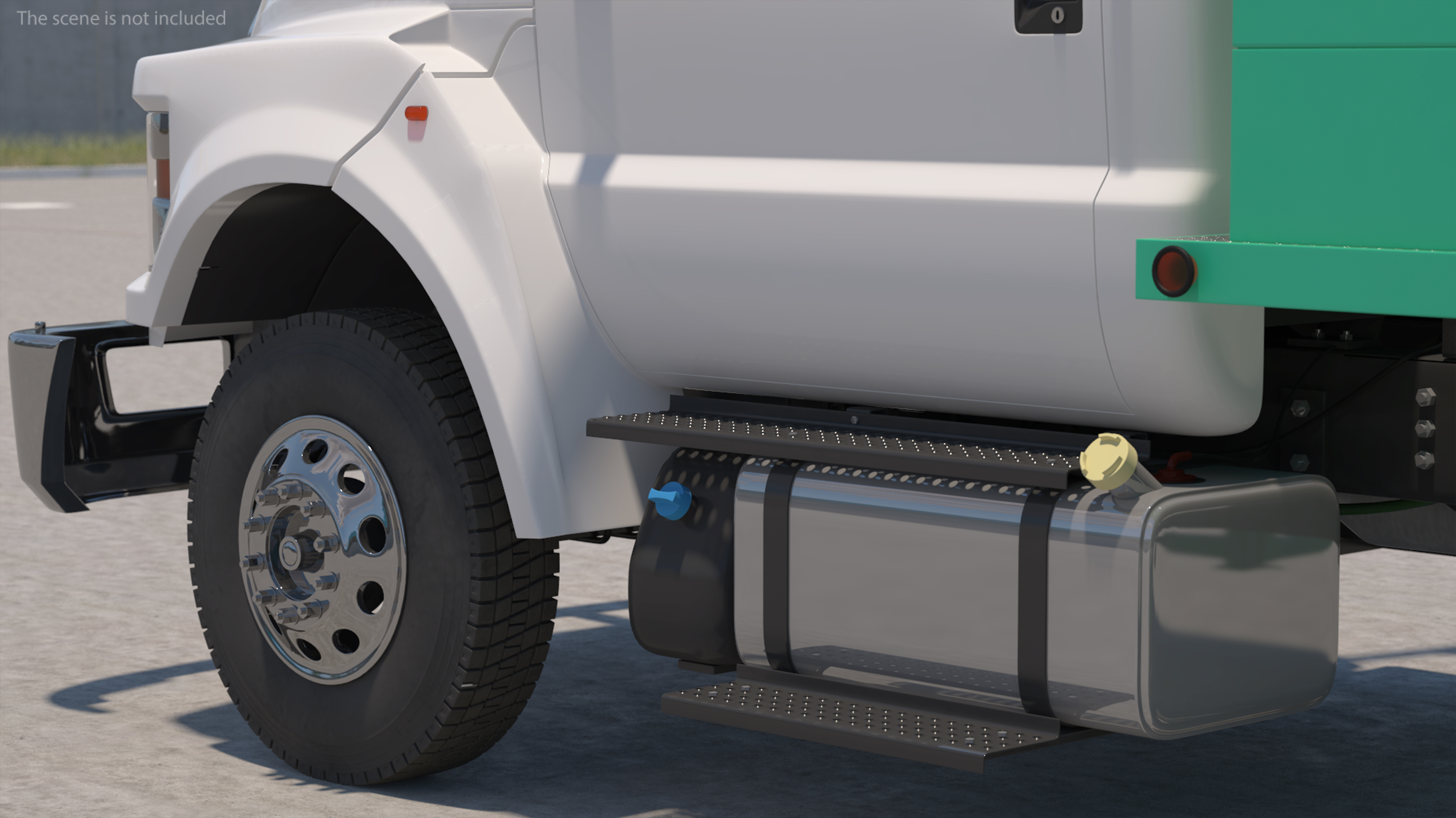 3D Truck-based Mobile Drill Rig Green Rigged