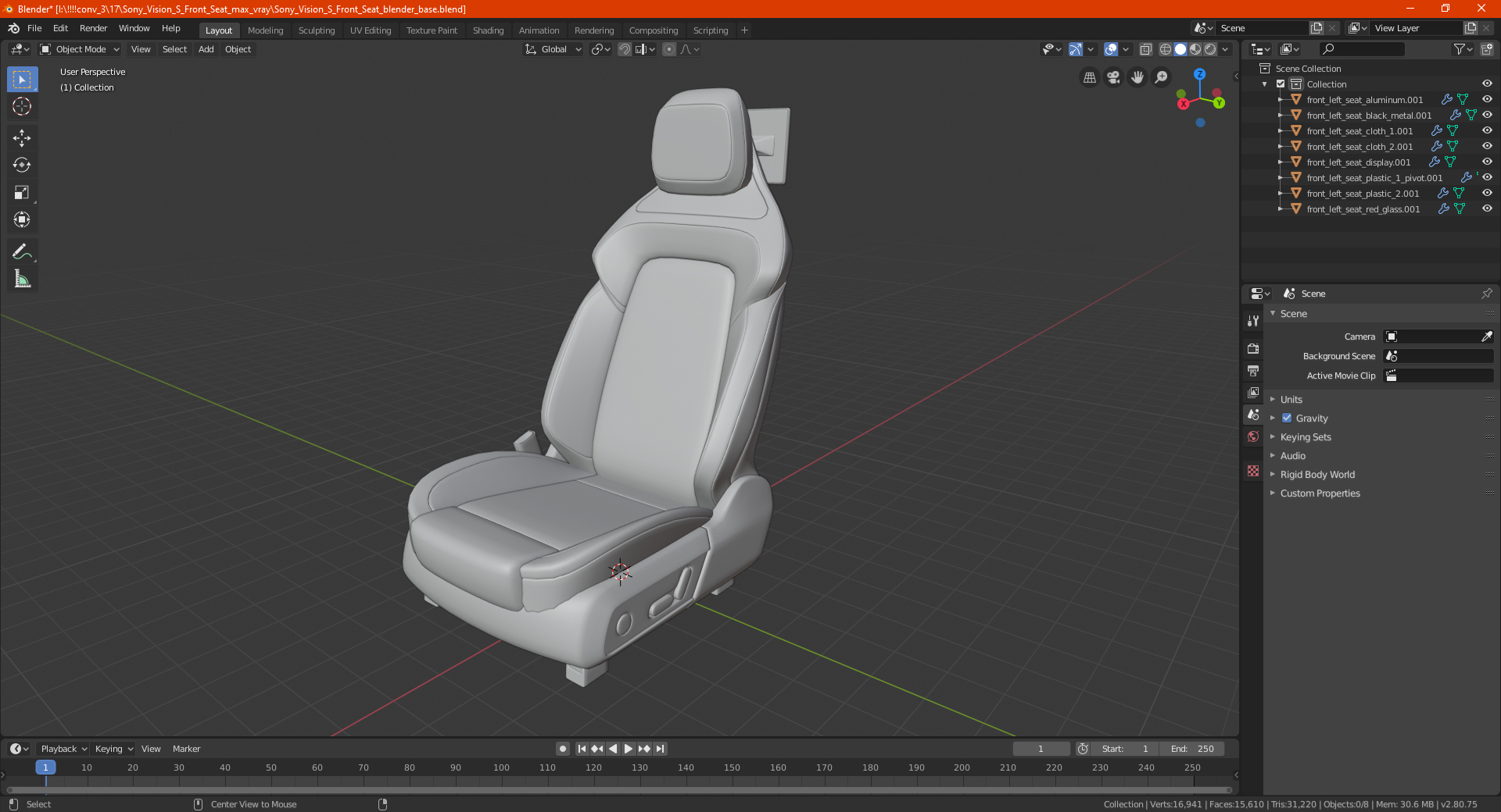 Sony Vision S Front Seat 3D model