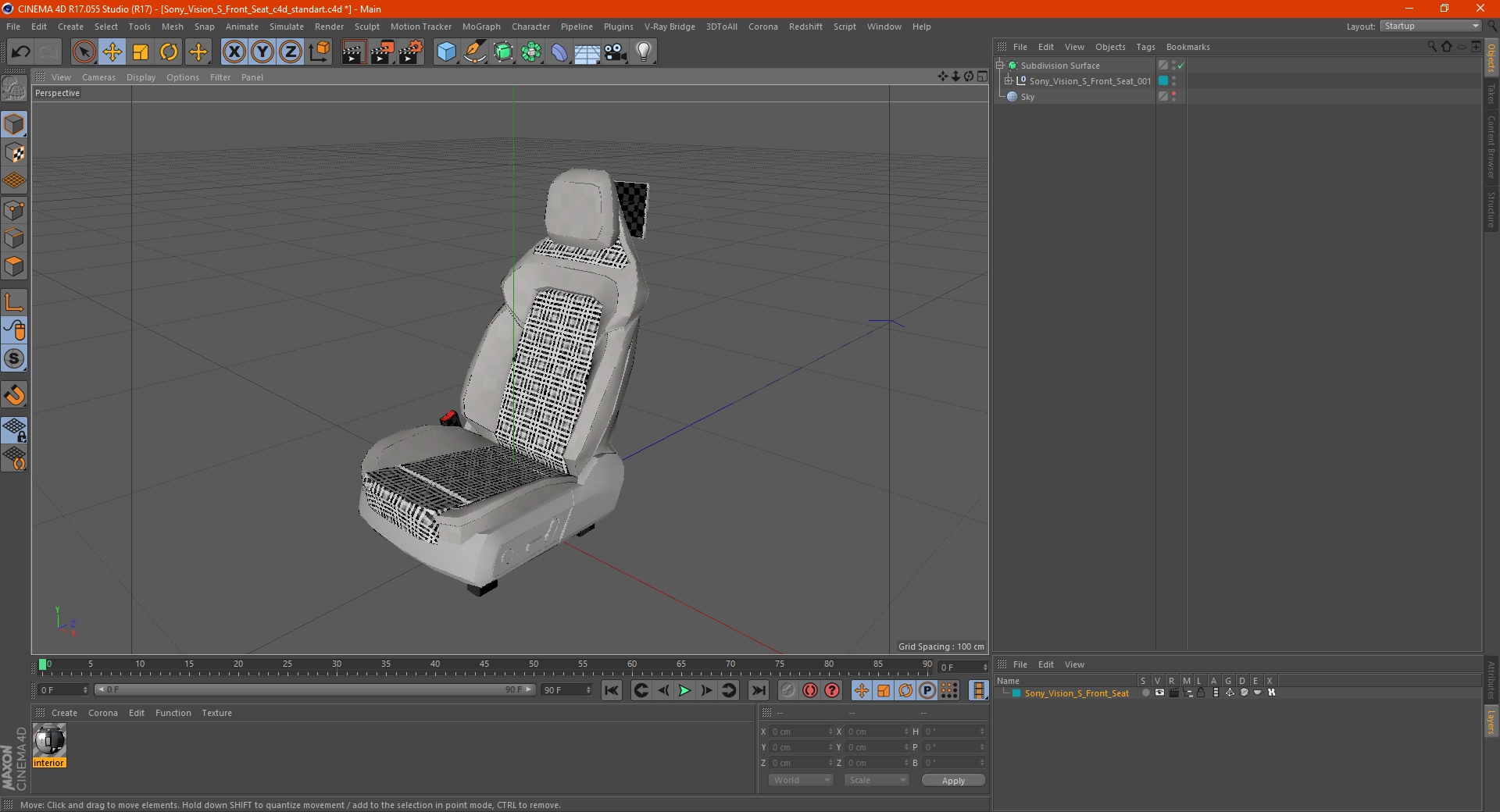 Sony Vision S Front Seat 3D model