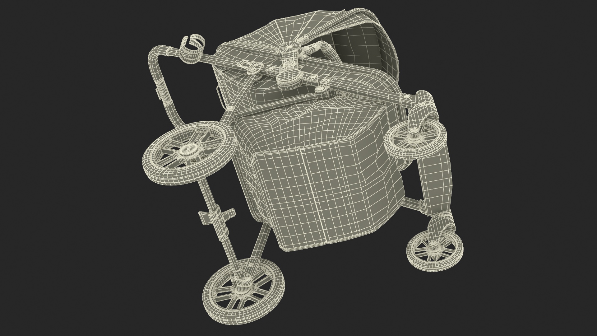 3D model Foldable Walking Baby Stroller Gray