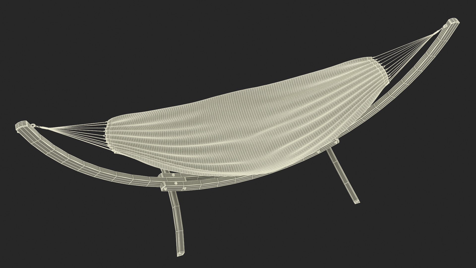 Light Wooden Bow Stand with Fabric Hammock 3D