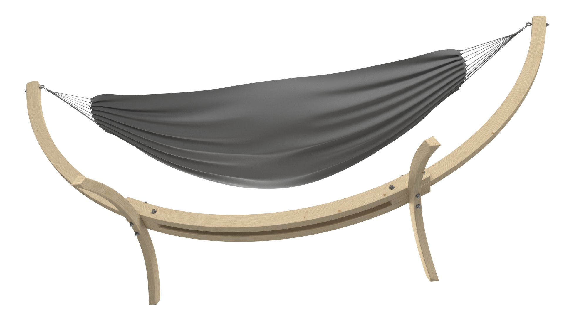 Light Wooden Bow Stand with Fabric Hammock 3D