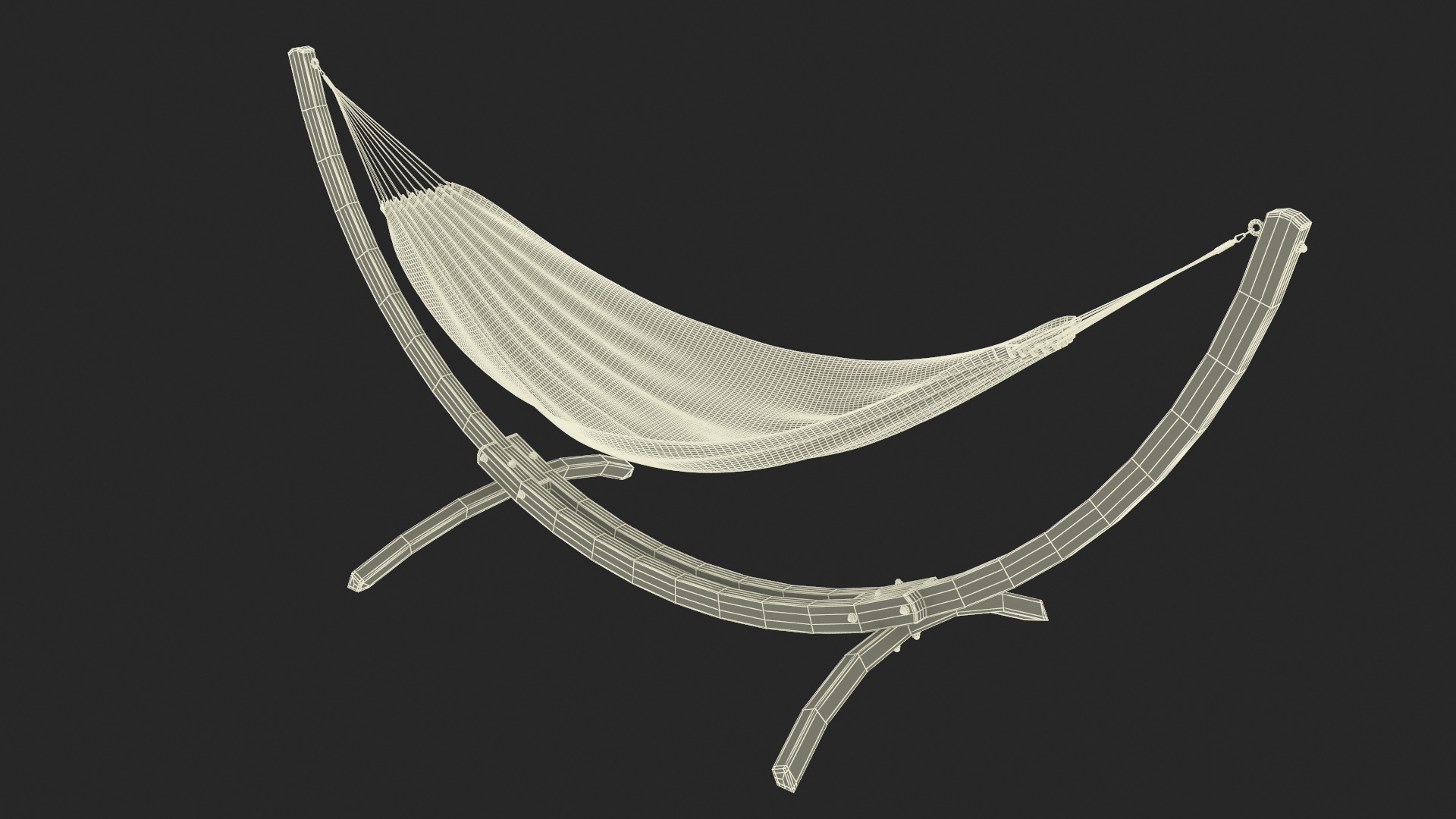 Light Wooden Bow Stand with Fabric Hammock 3D