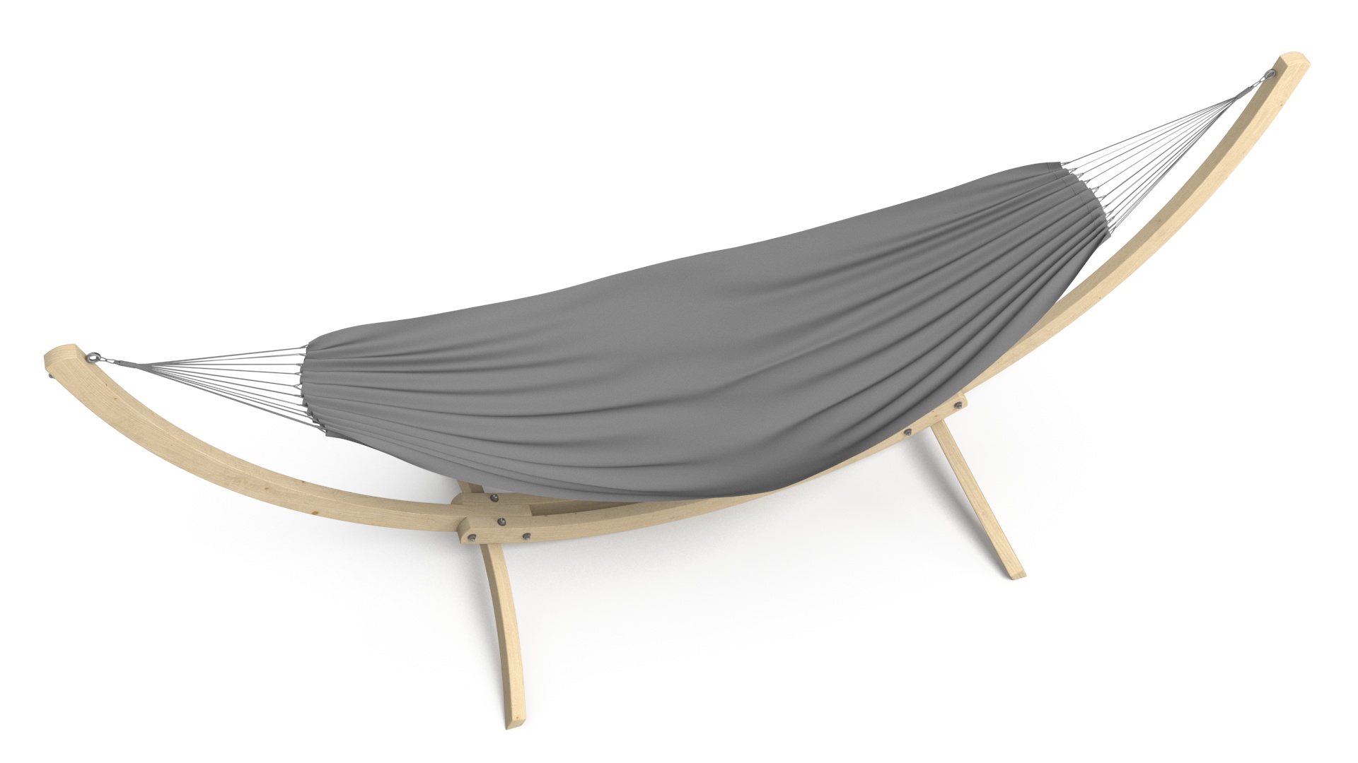 Light Wooden Bow Stand with Fabric Hammock 3D