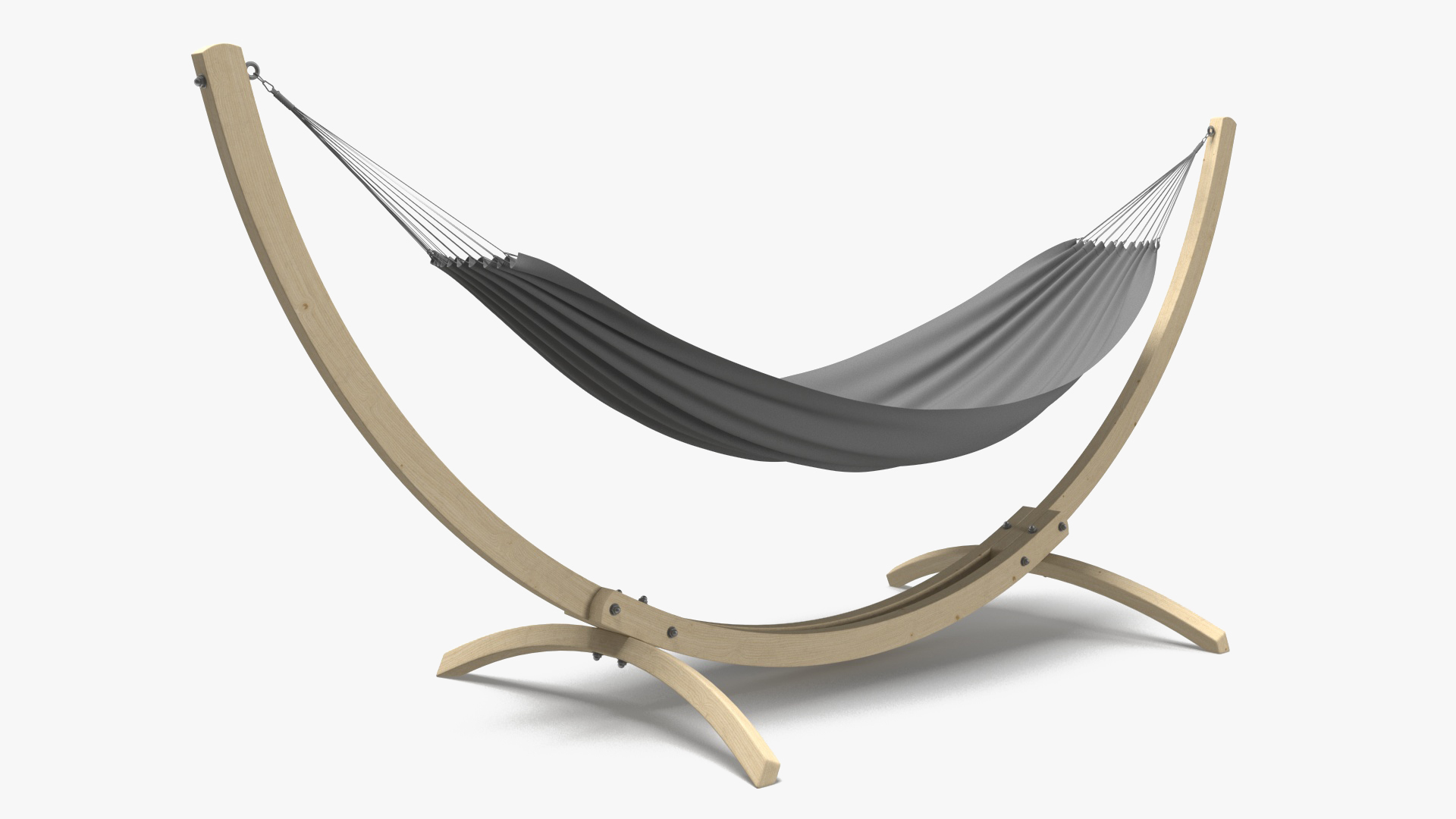 Light Wooden Bow Stand with Fabric Hammock 3D