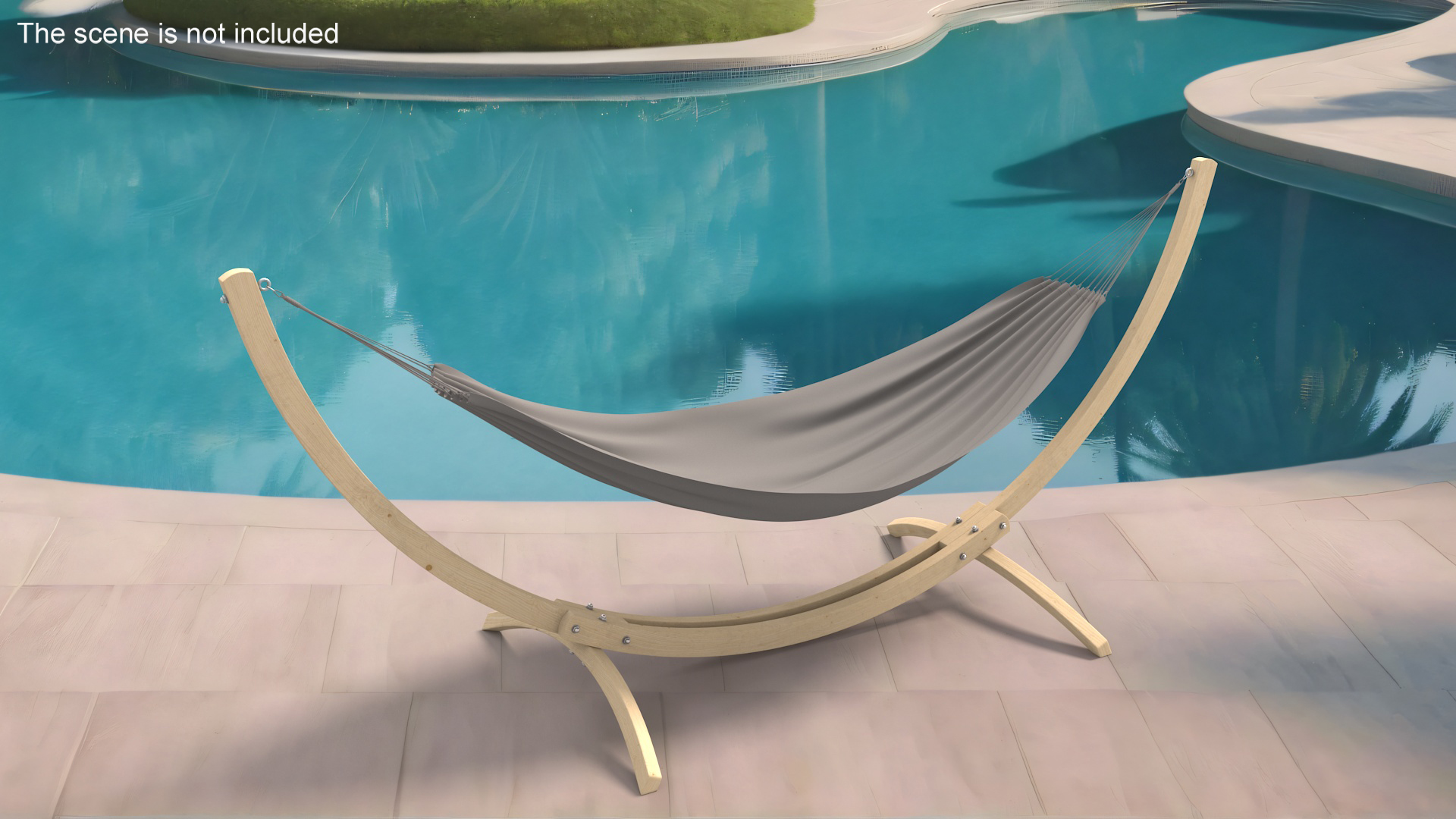 Light Wooden Bow Stand with Fabric Hammock 3D