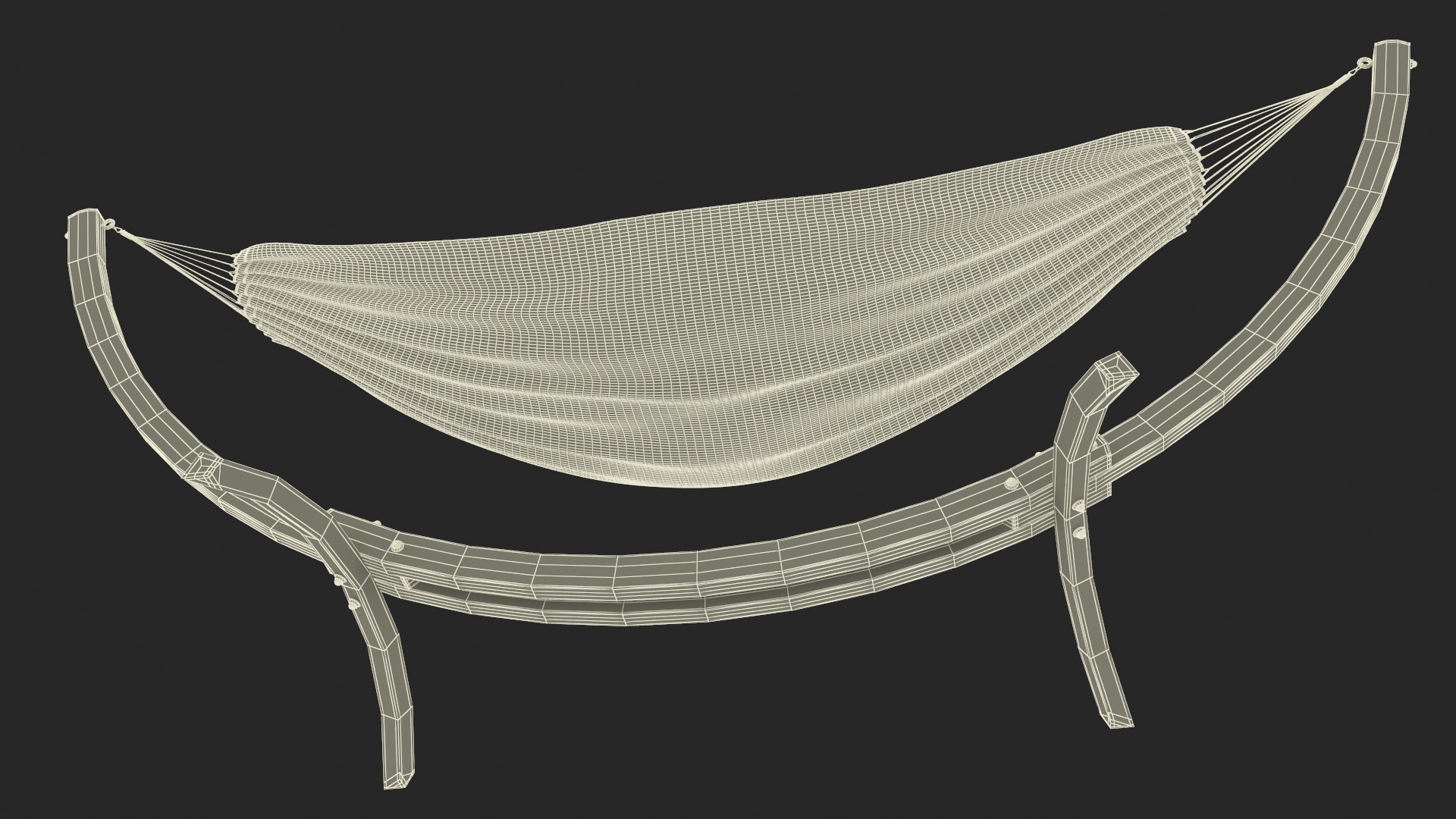 Light Wooden Bow Stand with Fabric Hammock 3D