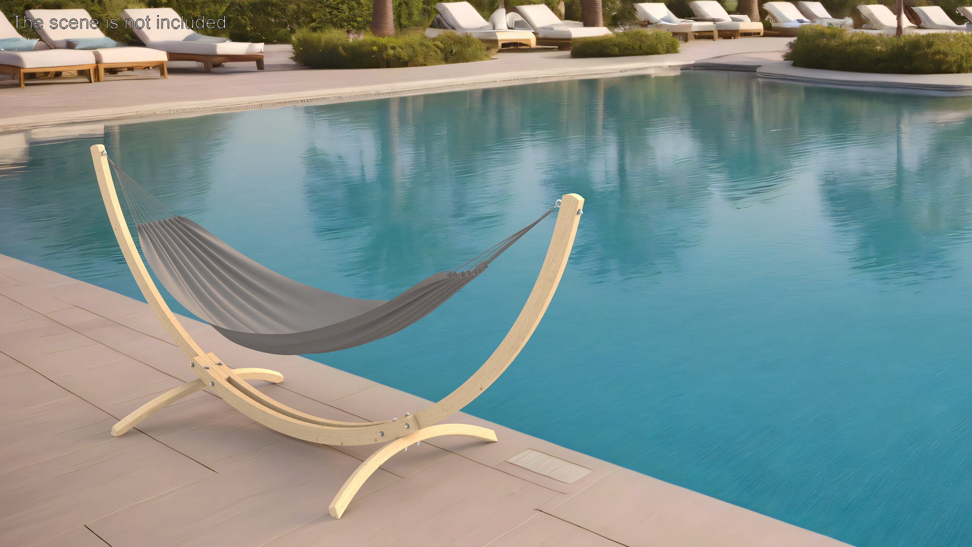 Light Wooden Bow Stand with Fabric Hammock 3D