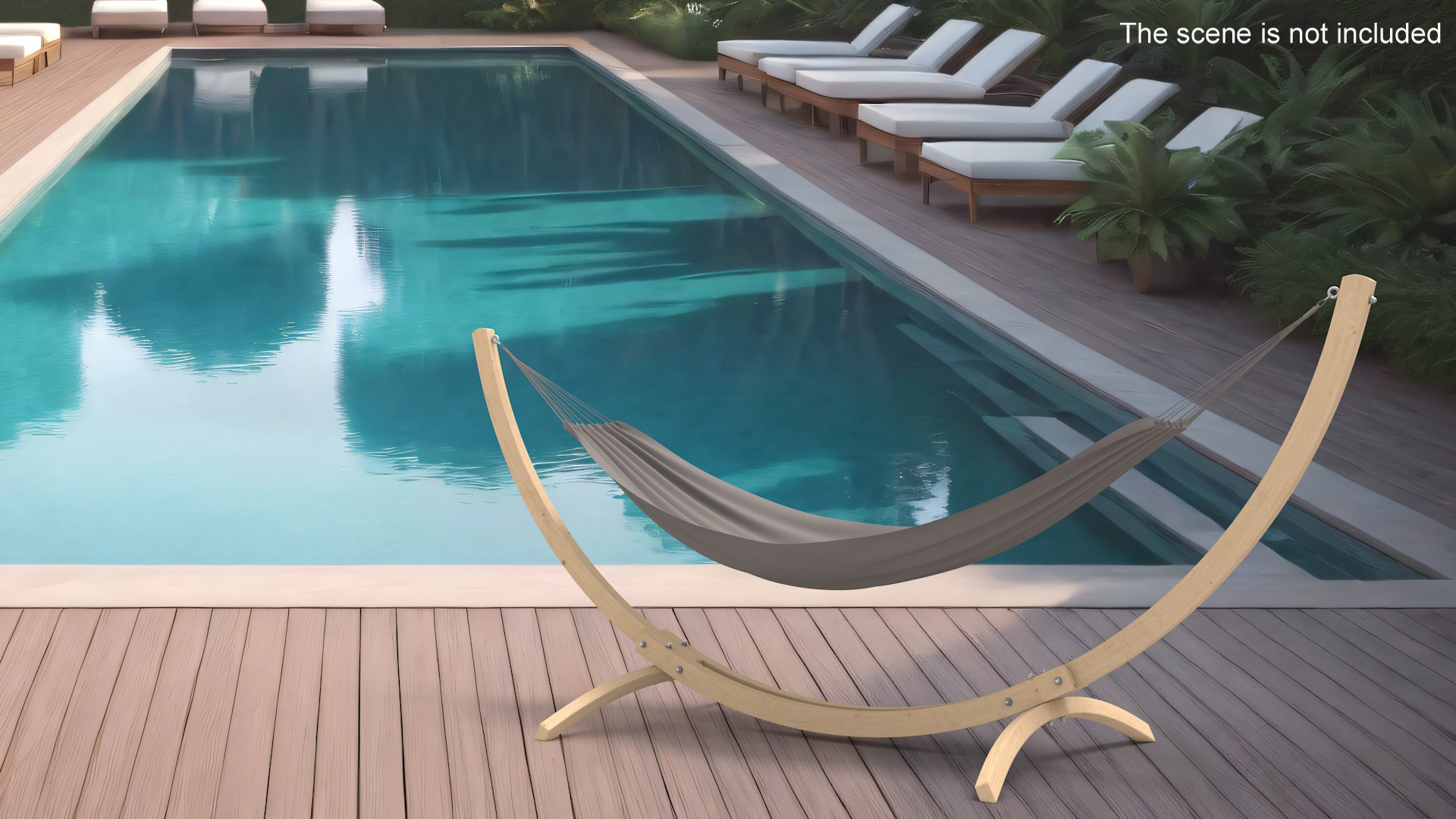 Light Wooden Bow Stand with Fabric Hammock 3D