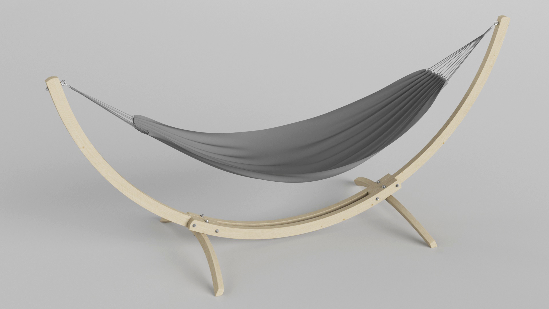 Light Wooden Bow Stand with Fabric Hammock 3D