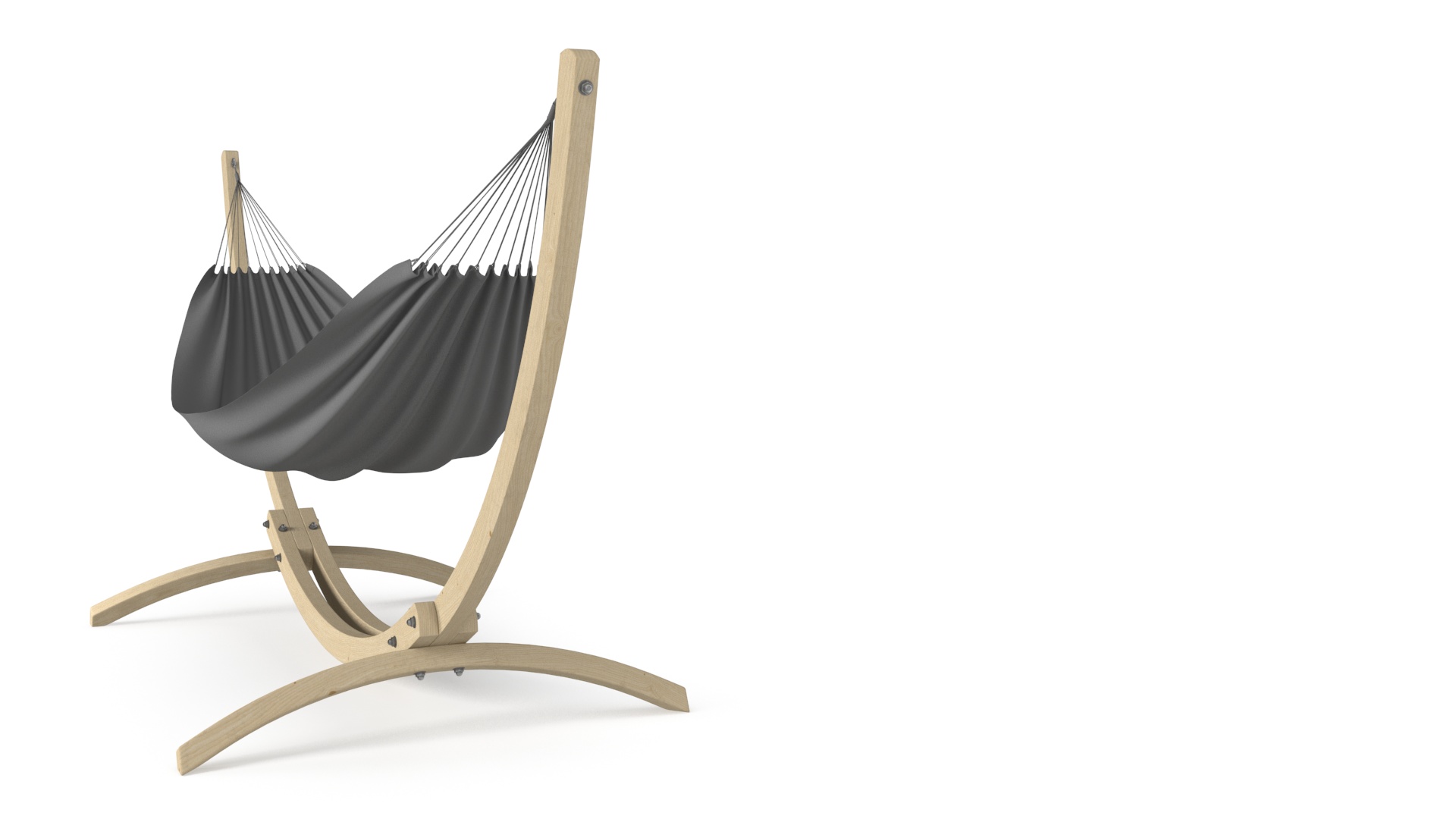 Light Wooden Bow Stand with Fabric Hammock 3D