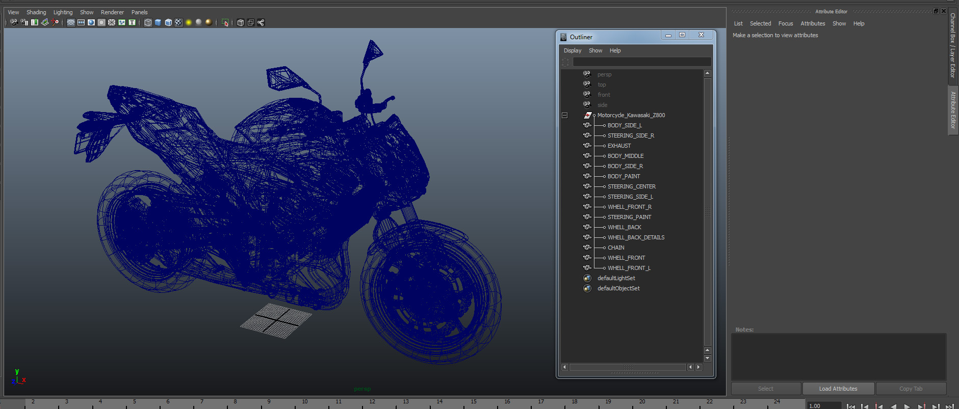 3D Motorcycle Kawasaki Z800 Red model