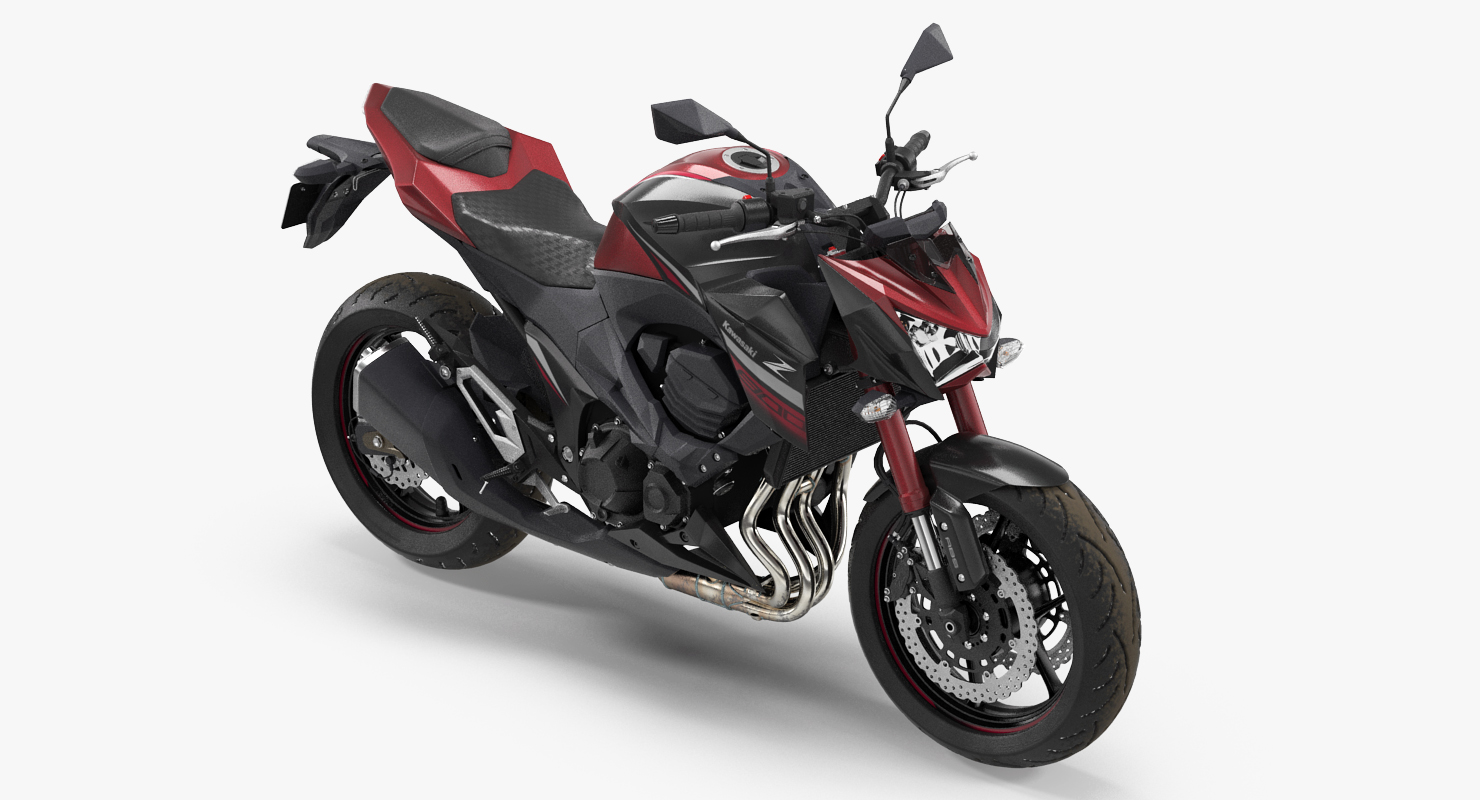 3D Motorcycle Kawasaki Z800 Red model