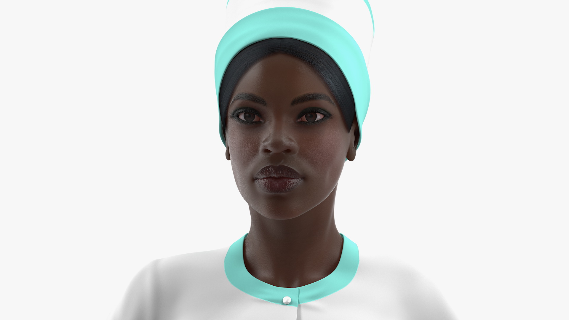 Dark Skinned Black Nurse Neutral Pose 3D