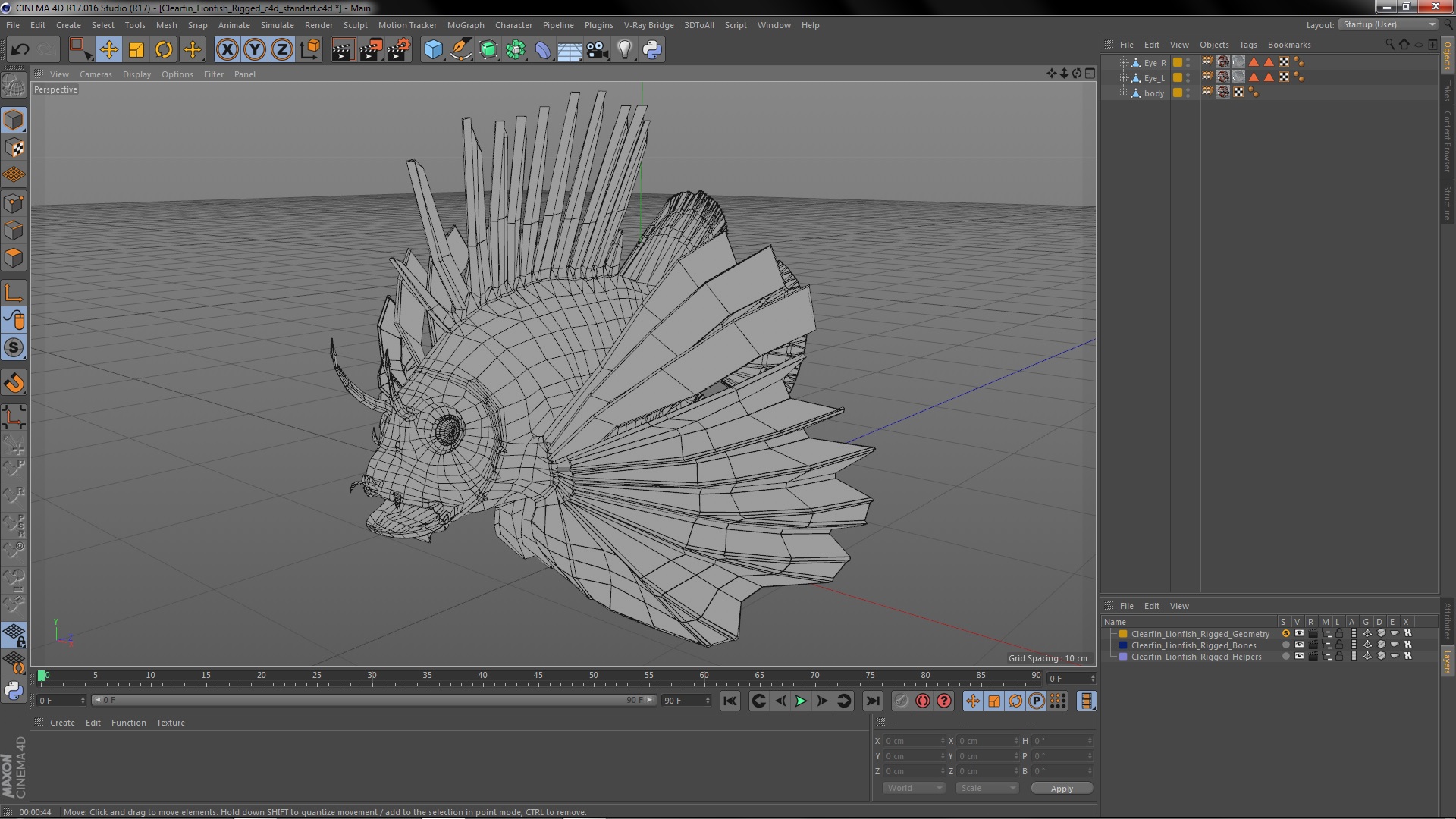 3D Clearfin Lionfish Rigged for Cinema 4D model