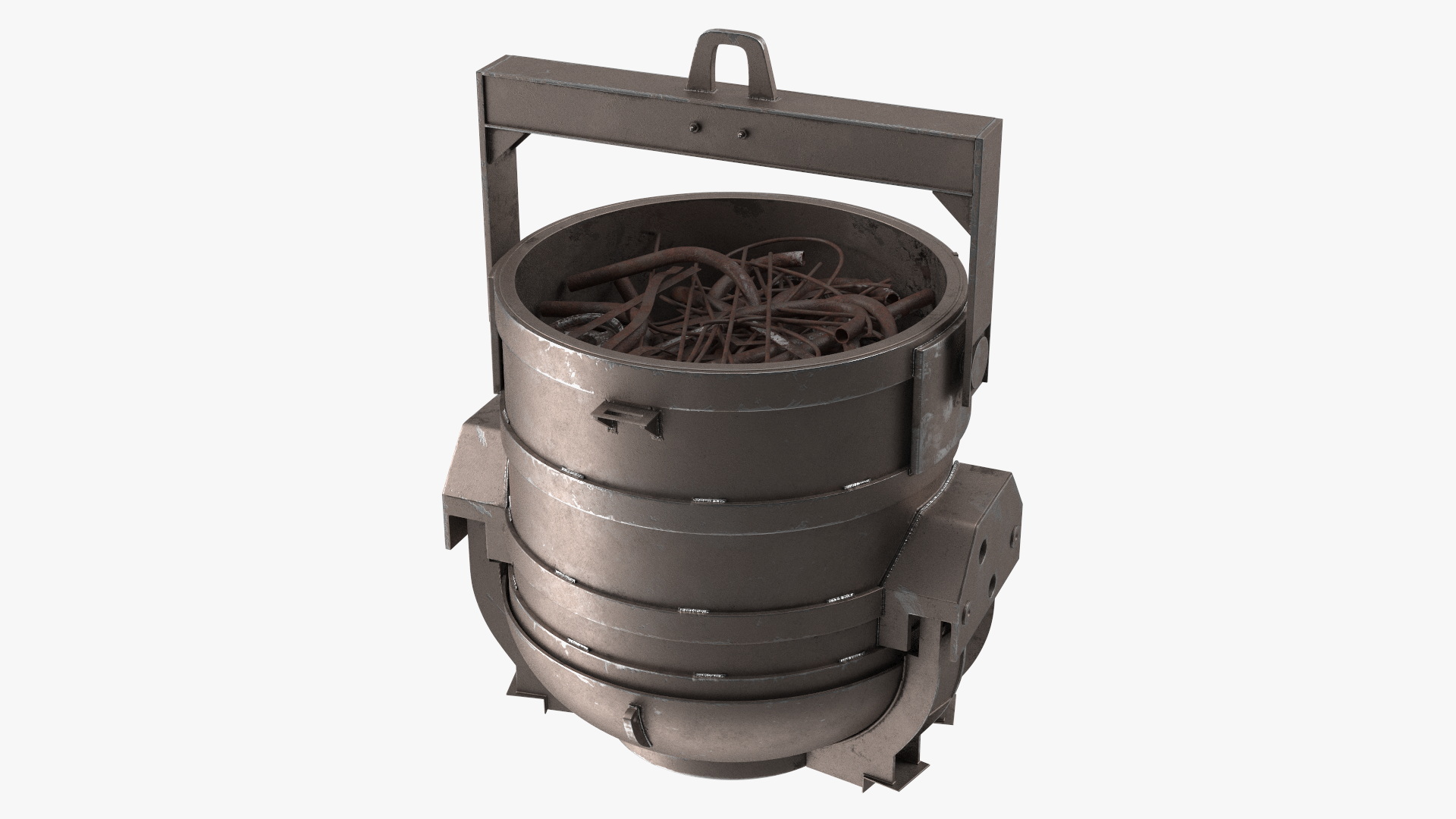 3D Industrial Charging Bucket with Scrap Metal model