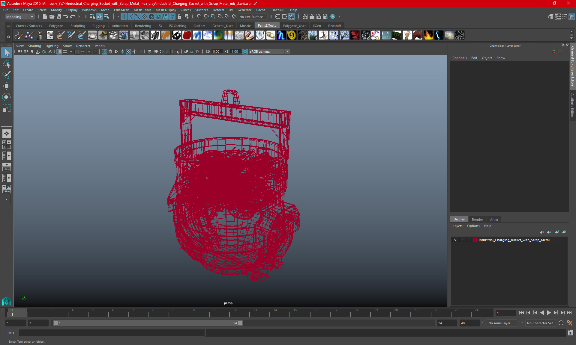 3D Industrial Charging Bucket with Scrap Metal model