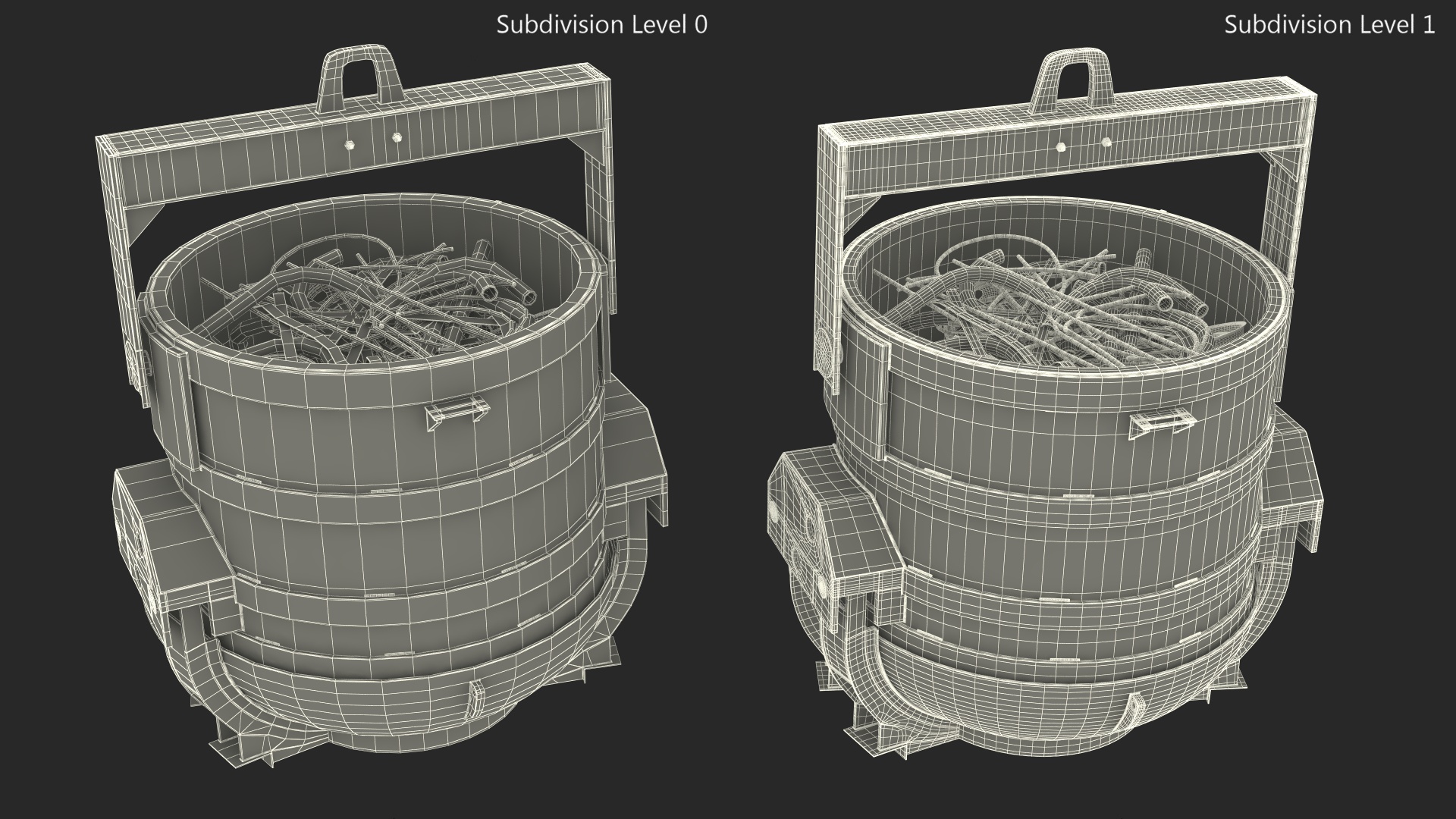 3D Industrial Charging Bucket with Scrap Metal model