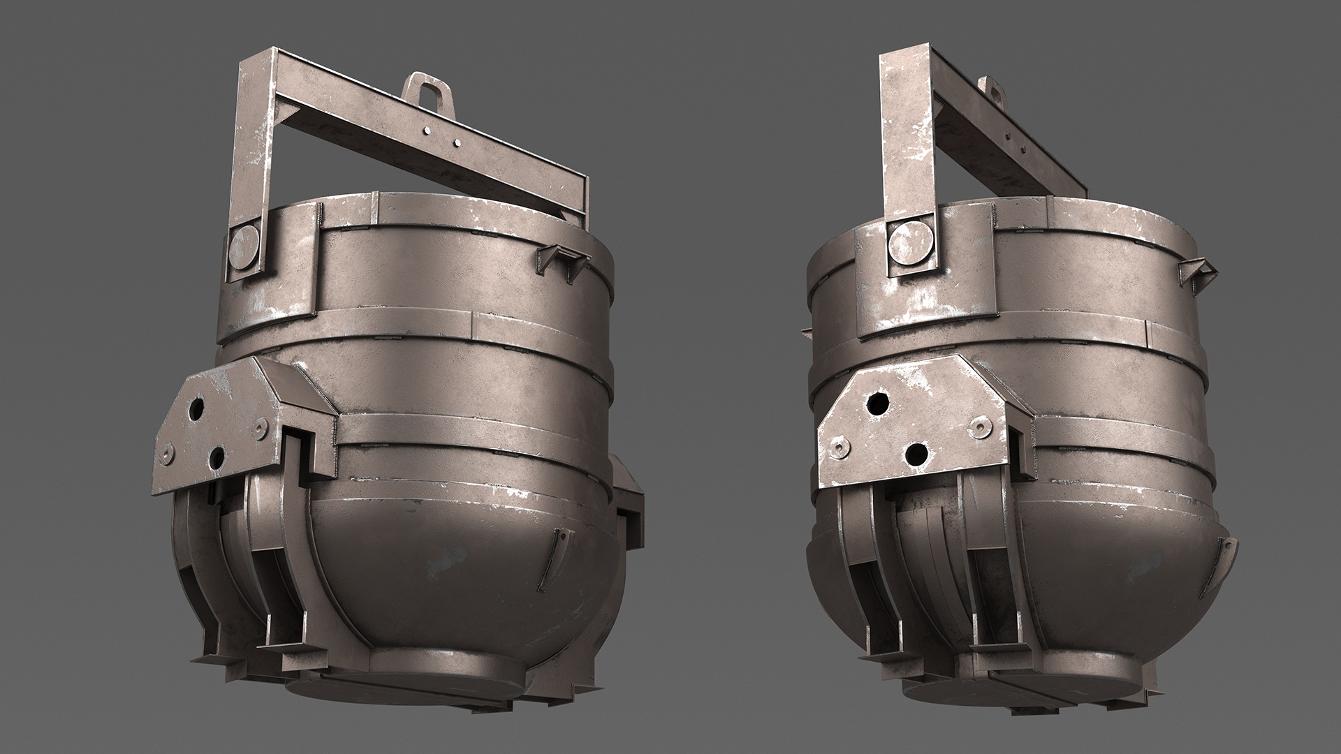 3D Industrial Charging Bucket with Scrap Metal model