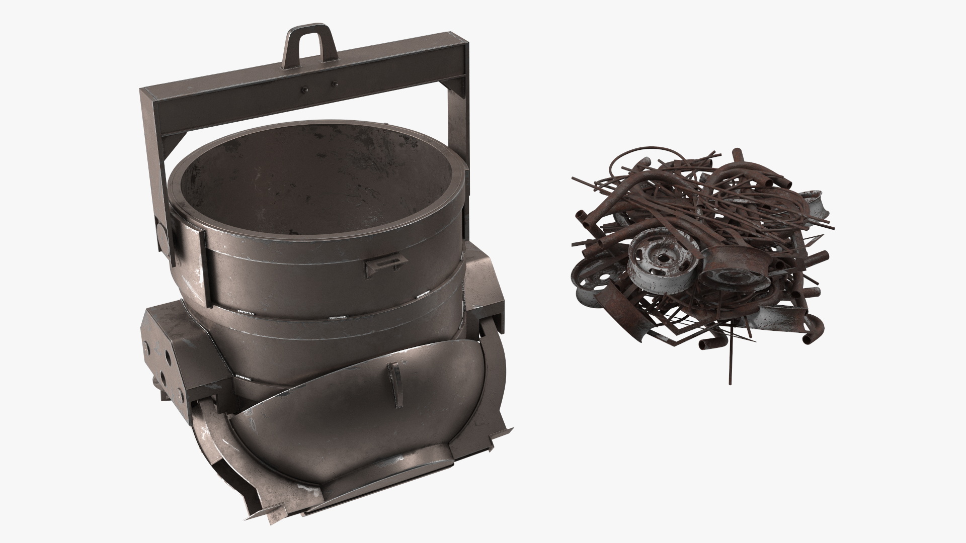 3D Industrial Charging Bucket with Scrap Metal model