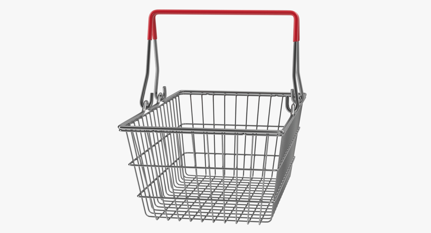 Empty Metal Shopping Basket 3D