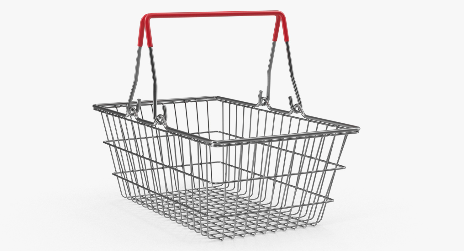 Empty Metal Shopping Basket 3D