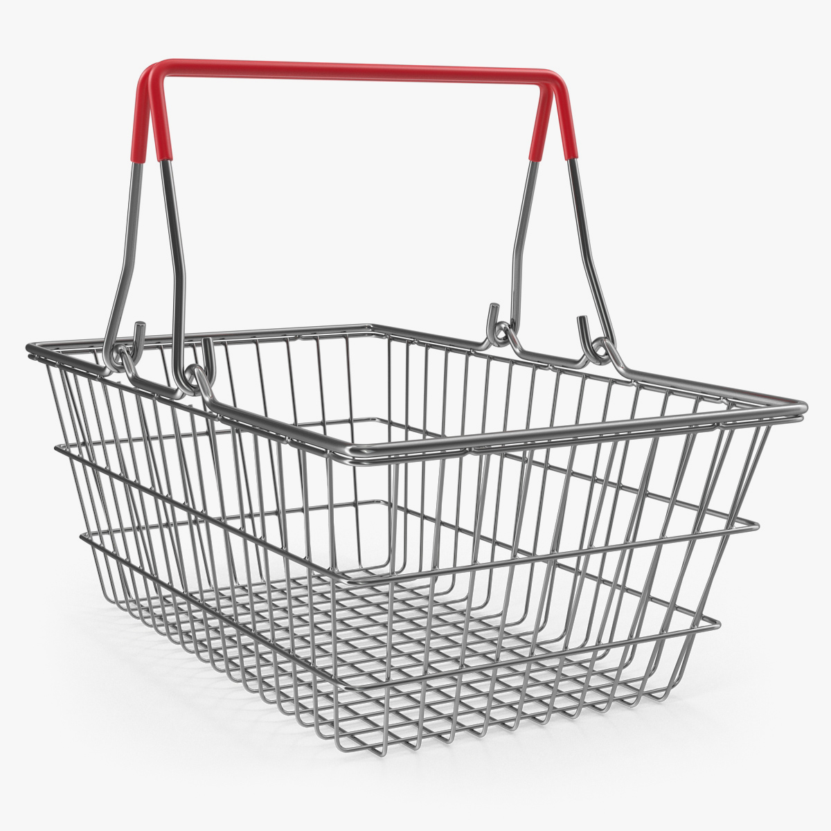 Empty Metal Shopping Basket 3D Model
