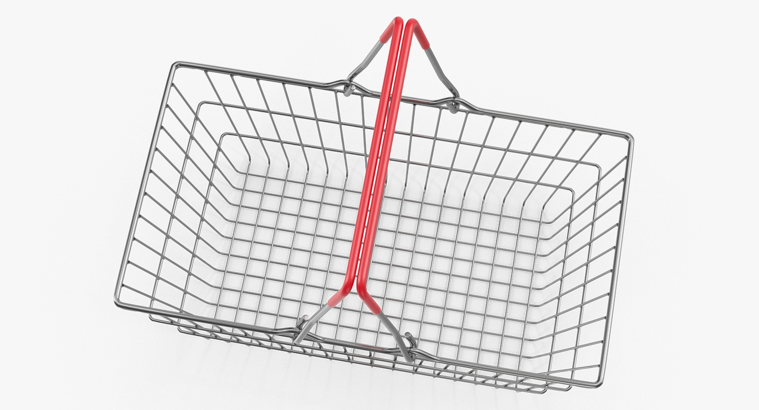 Empty Metal Shopping Basket 3D