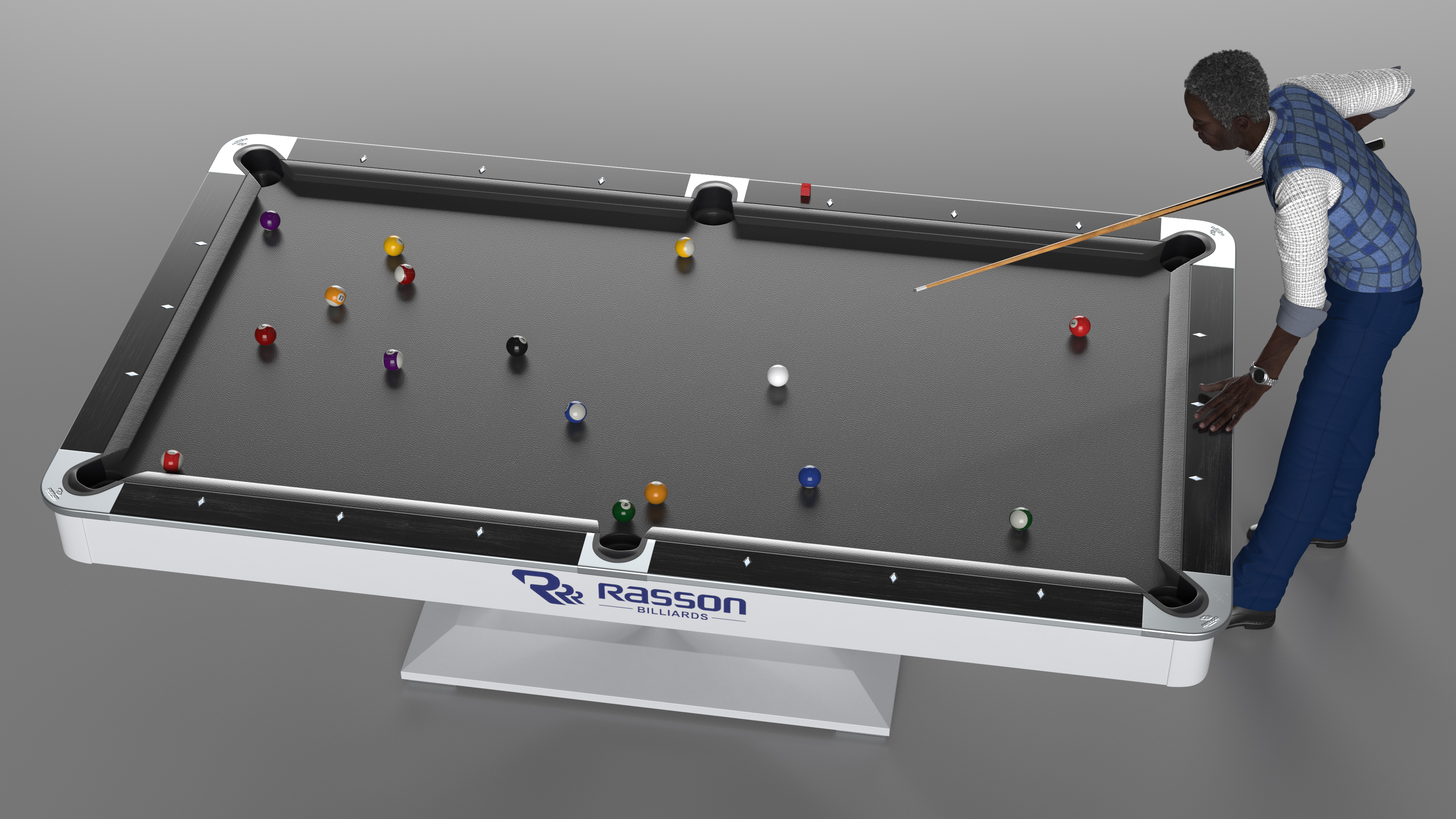 3D African American Playing Billiard model