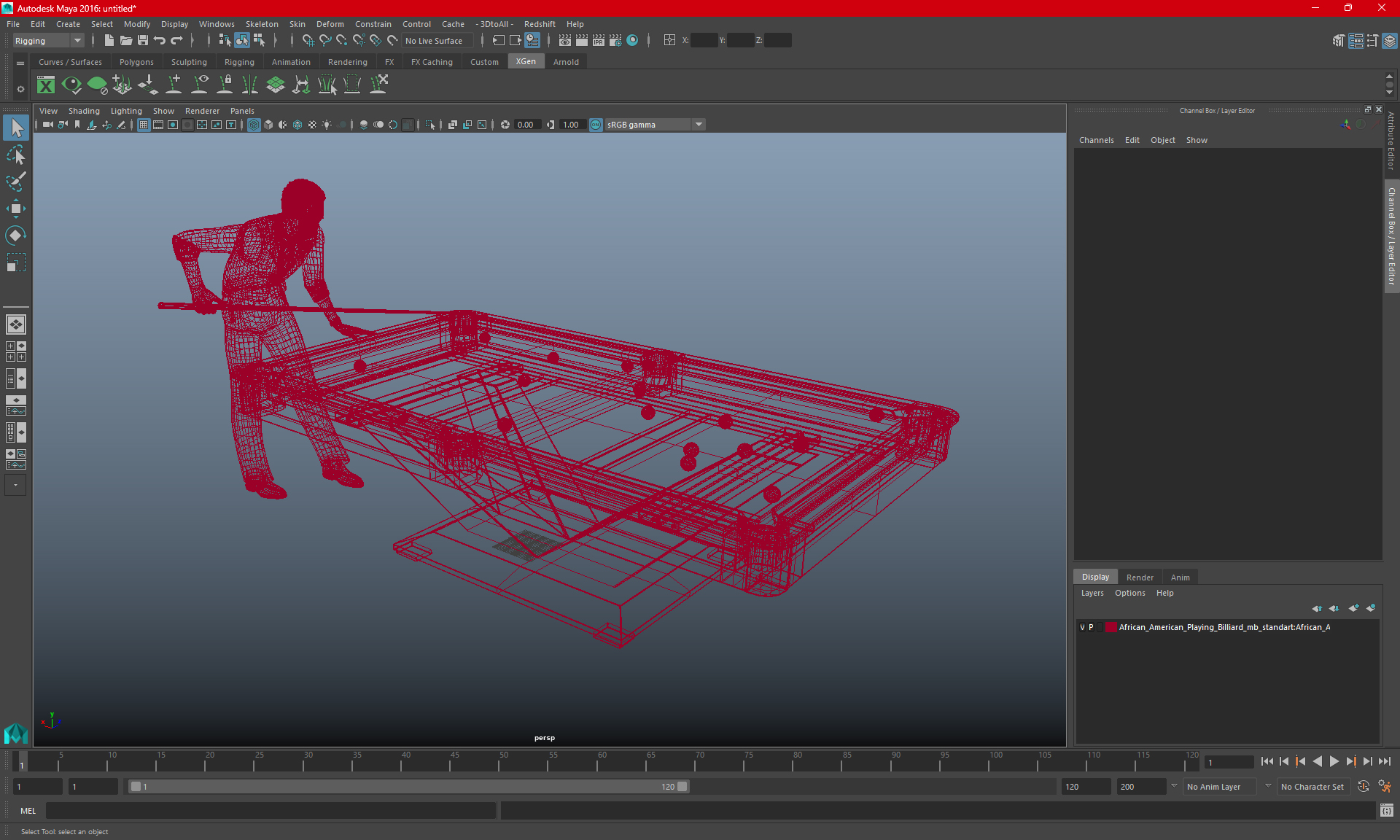 3D African American Playing Billiard model