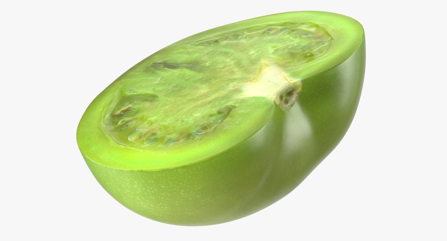 3D Cut Half Green Tomato
