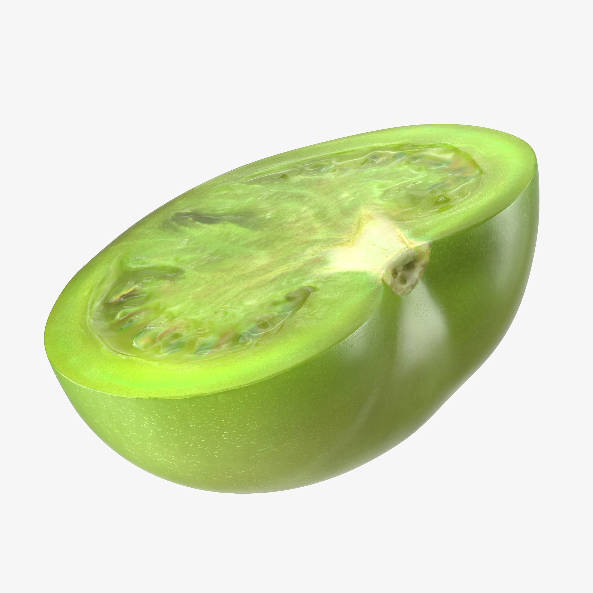 Cut Half Green Tomato 3D Model, view 3