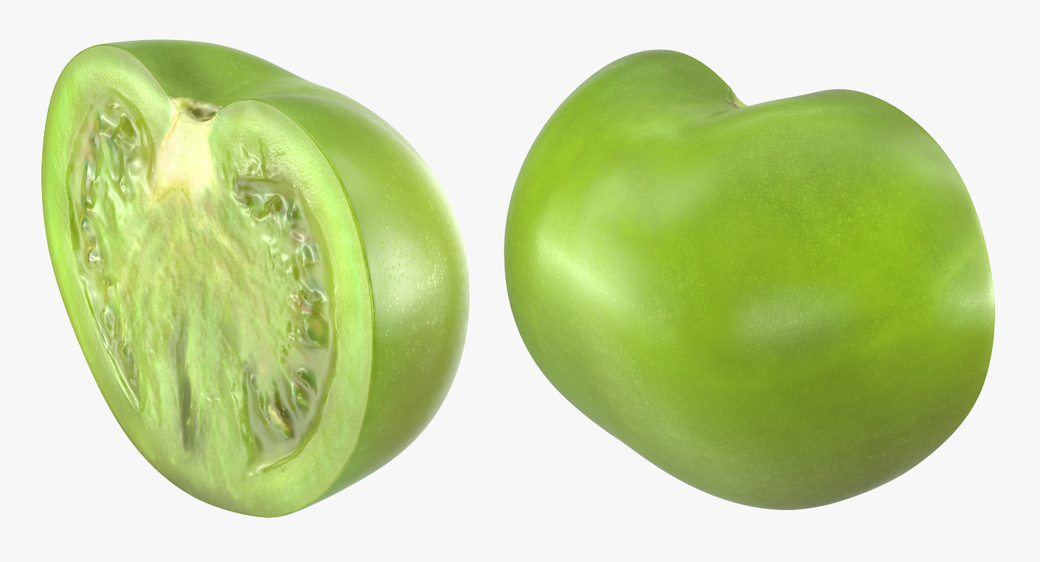 3D Cut Half Green Tomato