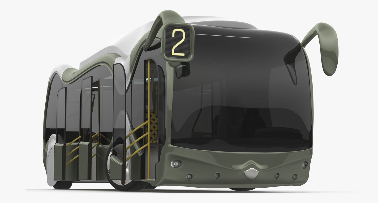 3D Futuristic Electric Bus Concept Green Rigged for Maya model