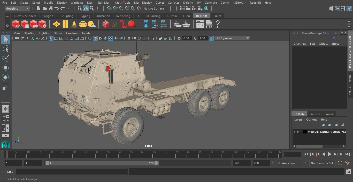Medium Tactical Vehicle FMTV 5 Ton 6x6 Truck Chassis 3D
