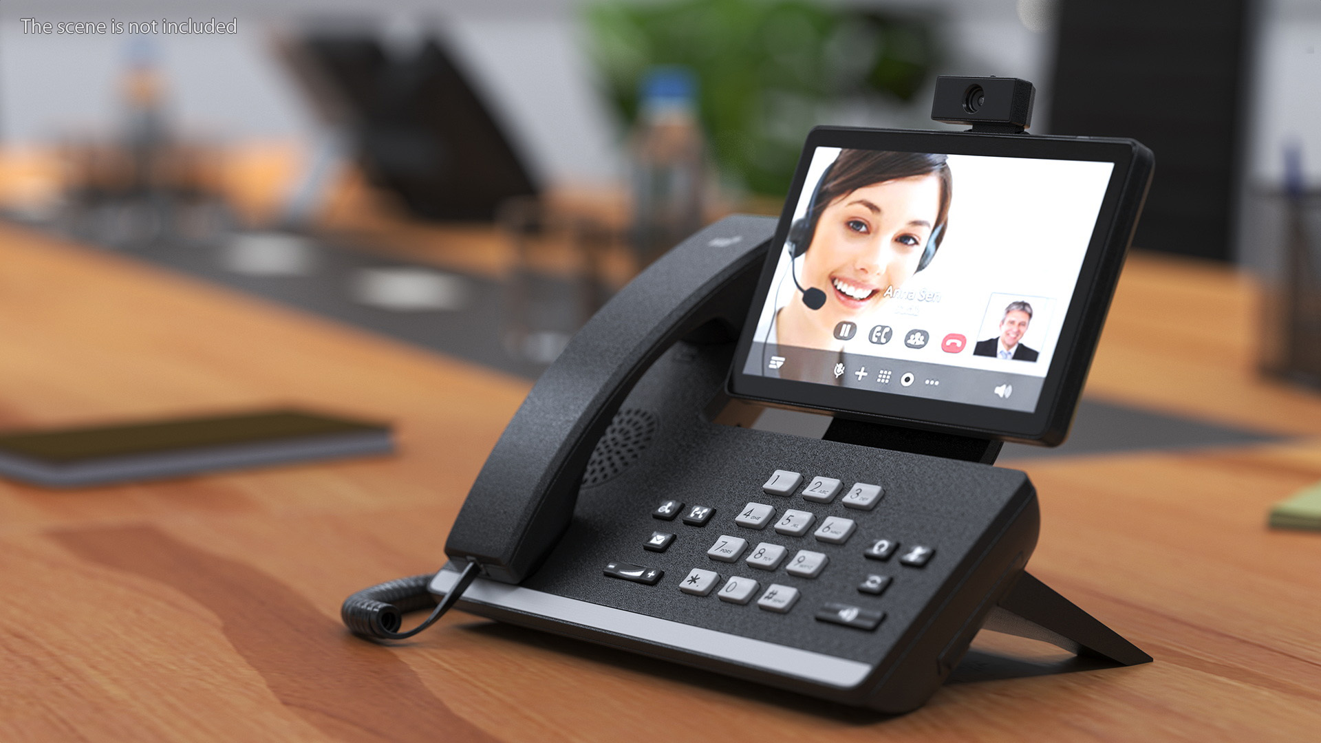 3D Office Smart Video IP Phone Black Lights On model