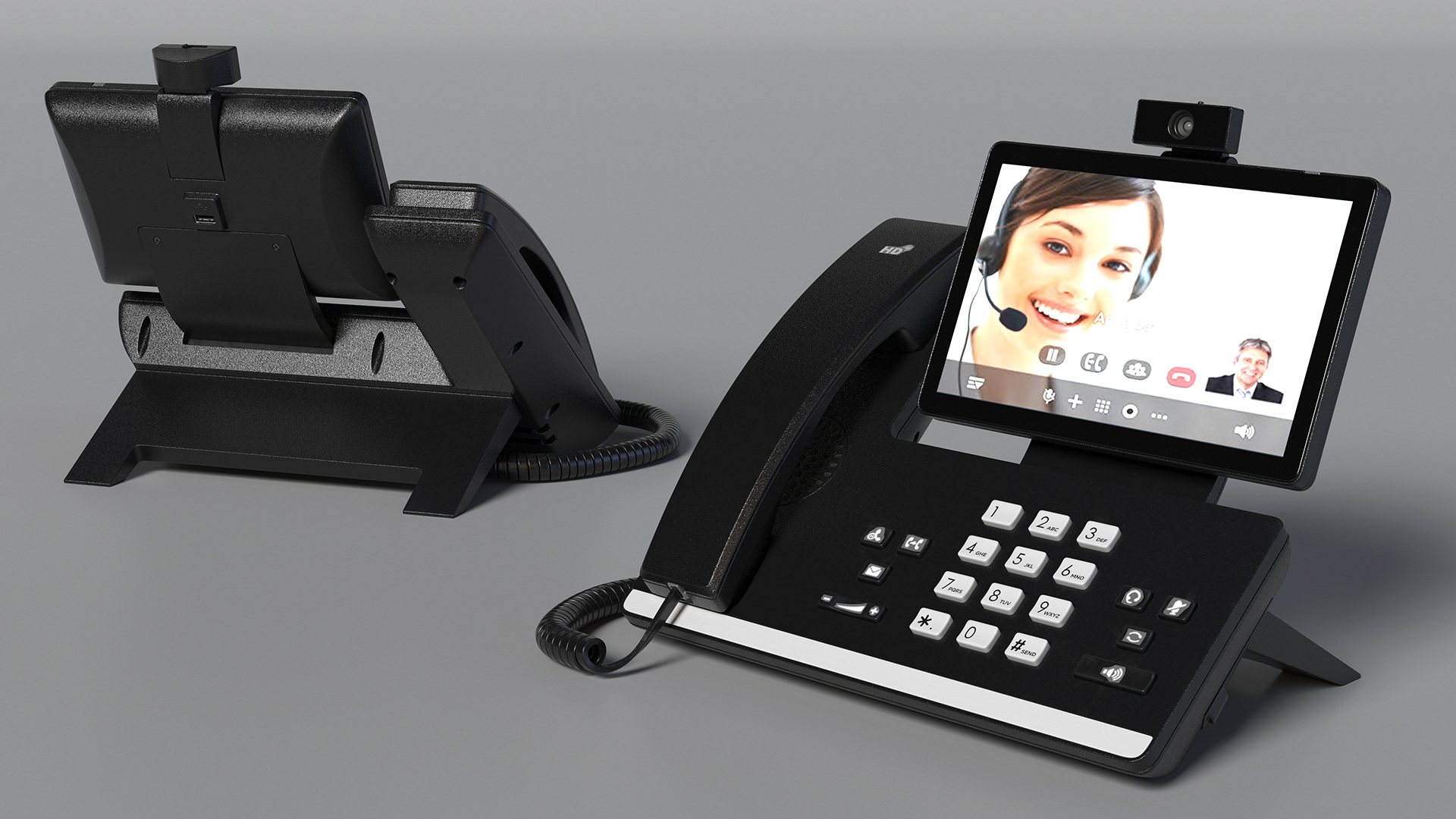 3D Office Smart Video IP Phone Black Lights On model