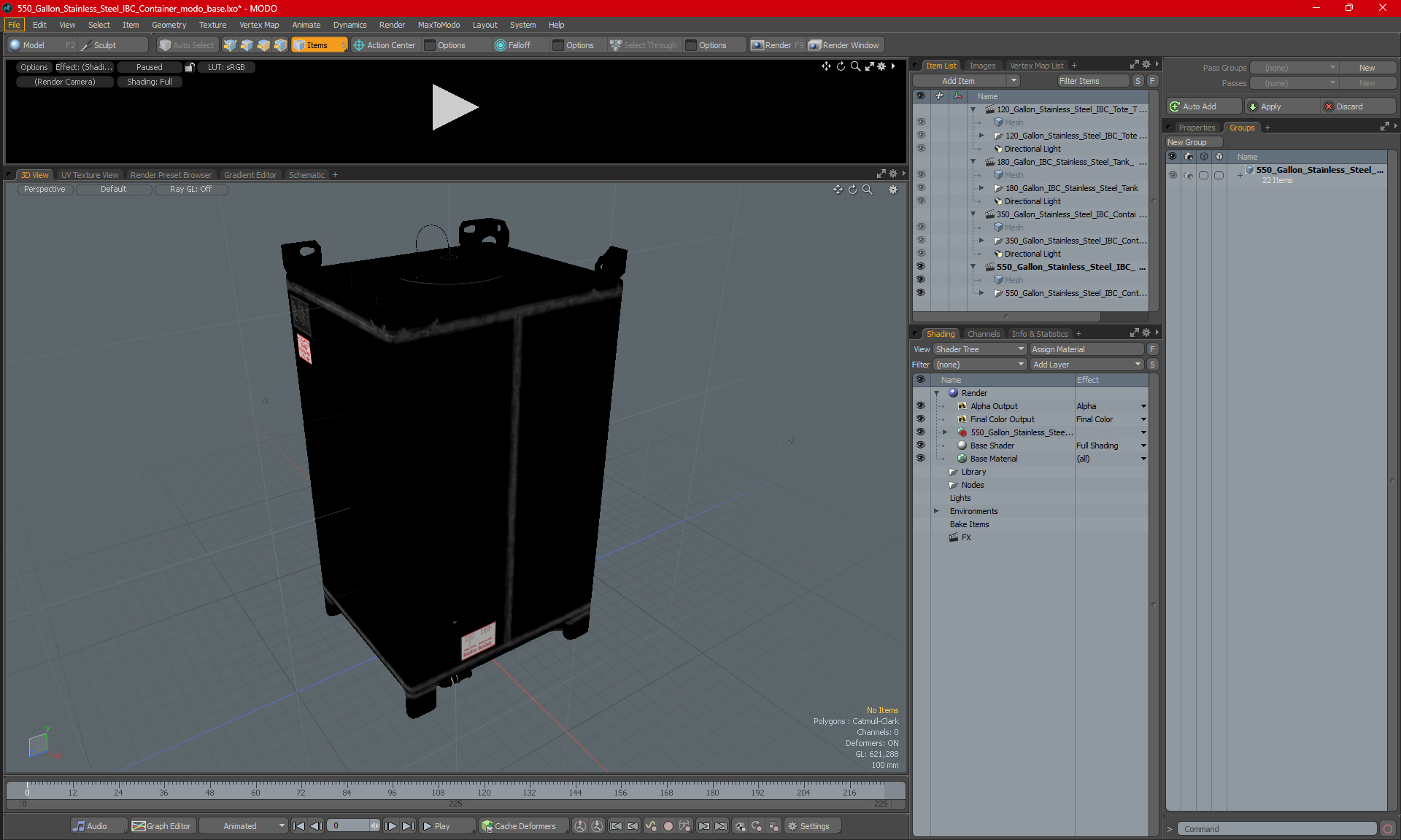 3D model 550 Gallon Stainless Steel IBC Container