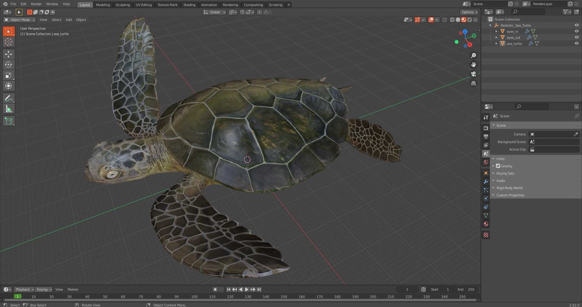 3D model Realistic Sea Turtle