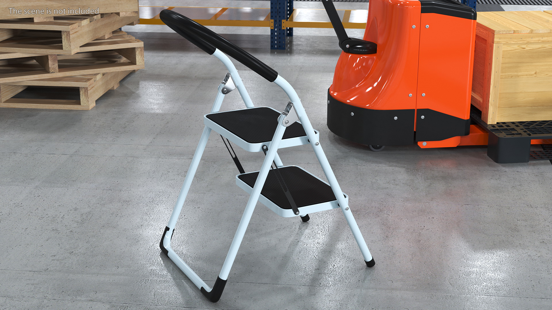 2 Step Ladder Folding Step Stool Rigged 3D model
