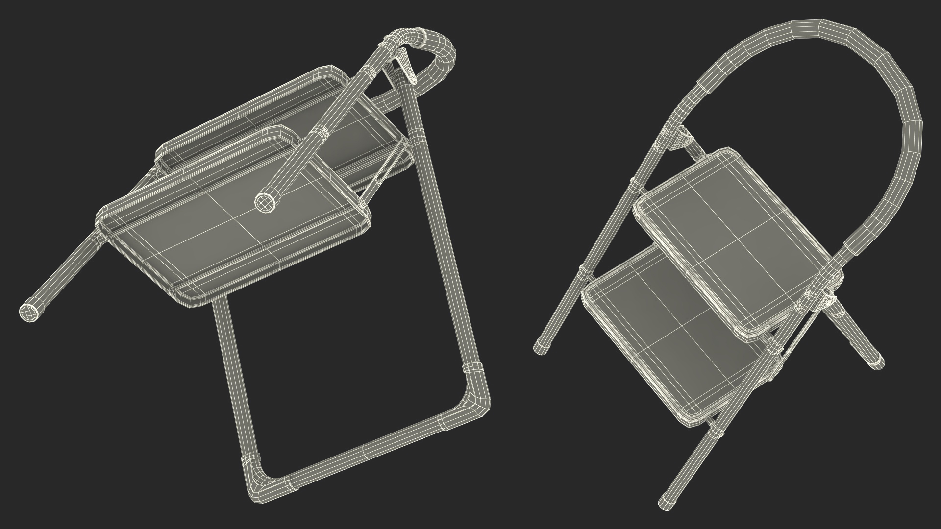 2 Step Ladder Folding Step Stool Rigged 3D model