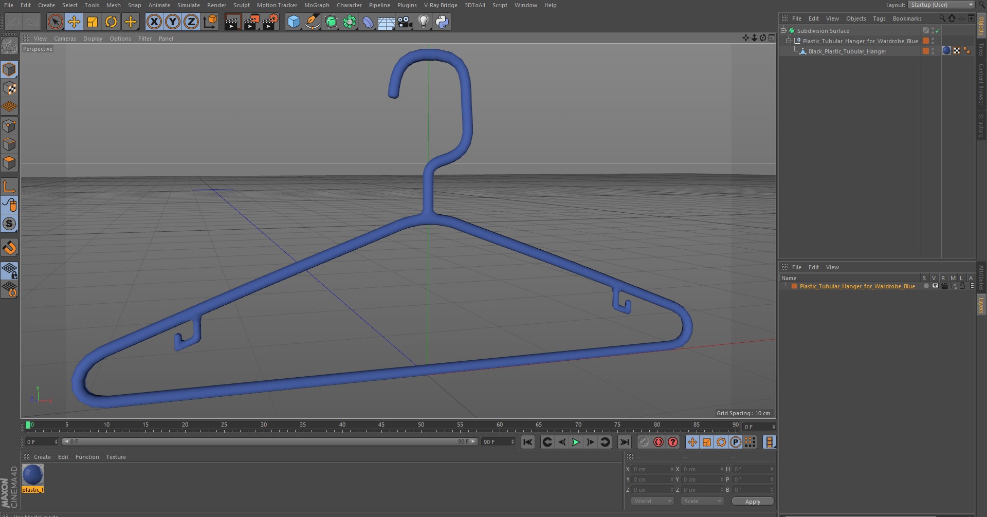3D model Plastic Tubular Hanger for Wardrobe Blue