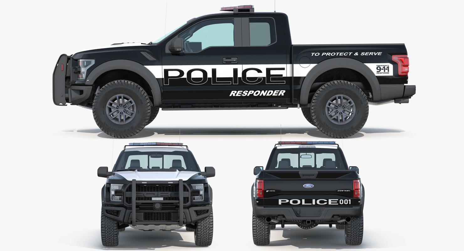 Ford F150 Raptor Police Interceptor Unit Rigged 3D
