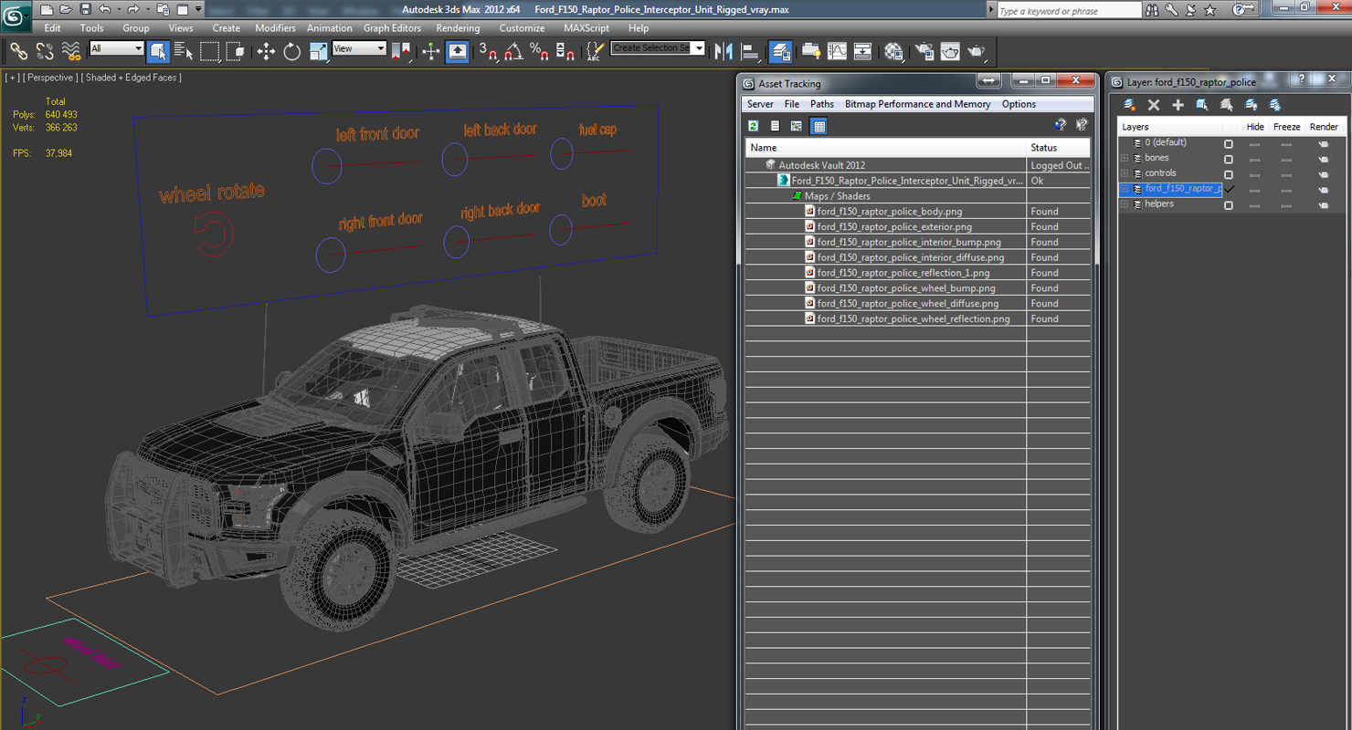 Ford F150 Raptor Police Interceptor Unit Rigged 3D