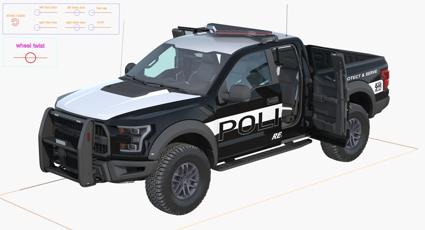 Ford F150 Raptor Police Interceptor Unit Rigged 3D