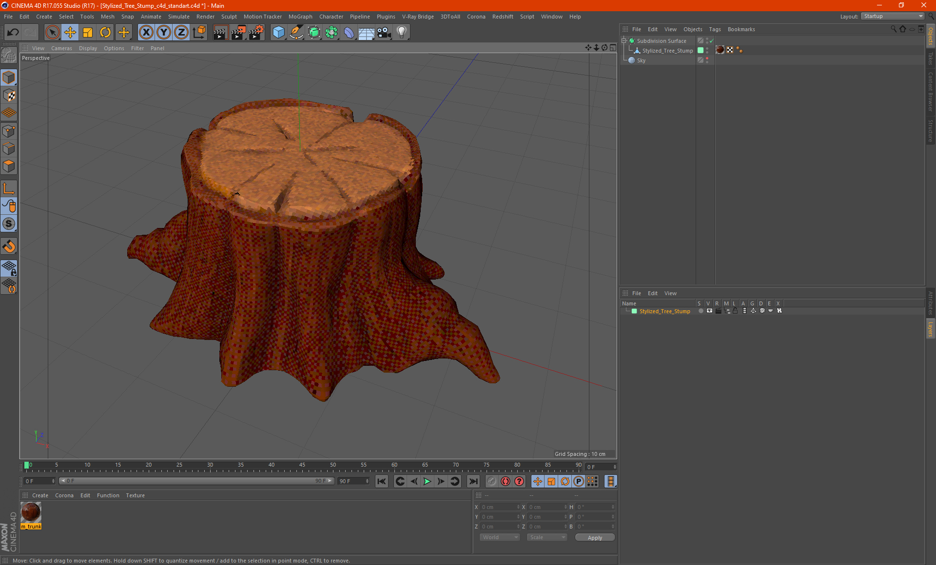 Stylized Tree Stump 3D model